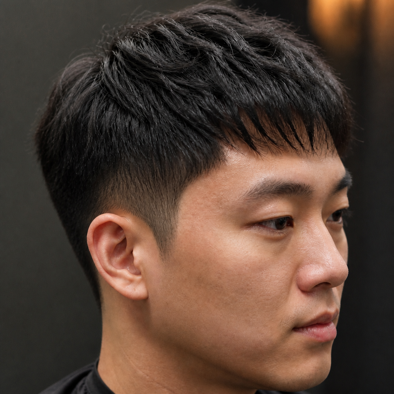 Fresh textured crop with low taper finished at Fade & Co.